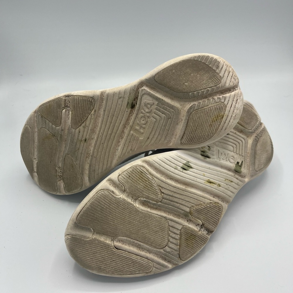 Hoka One One Gray Cream Athletic Shoes with Cushioned Design - Picture 7 of 7